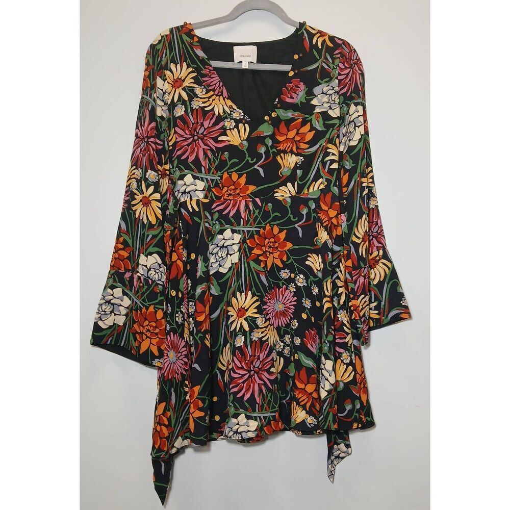 Cinq a Sept womens small size 2 shift dress baloon bellsleeve floral 100% silk